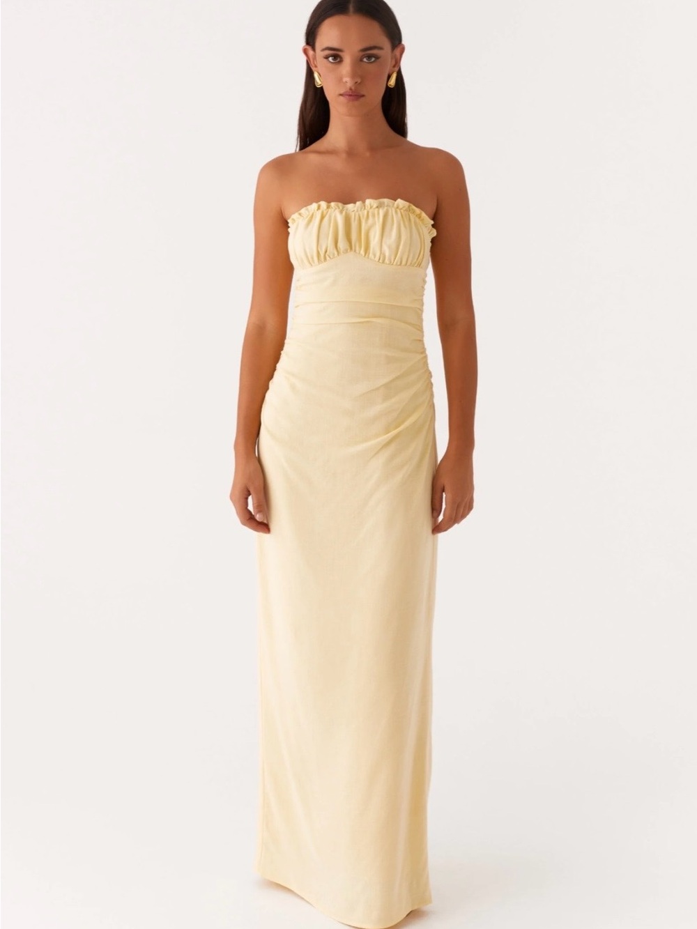 NWT Peppermayo Xena Gathered Maxi Dress Butter Yellow Size US 6